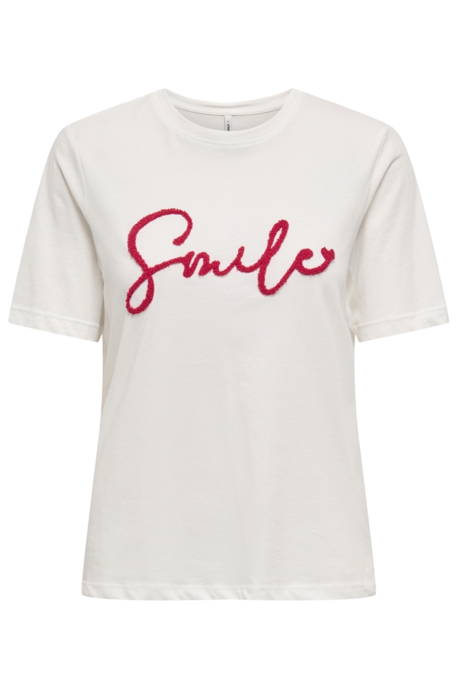 ONLKIKO LIFE S/S O-NECK TERRY TOP C 15353094 Cloud Dancer/Smile